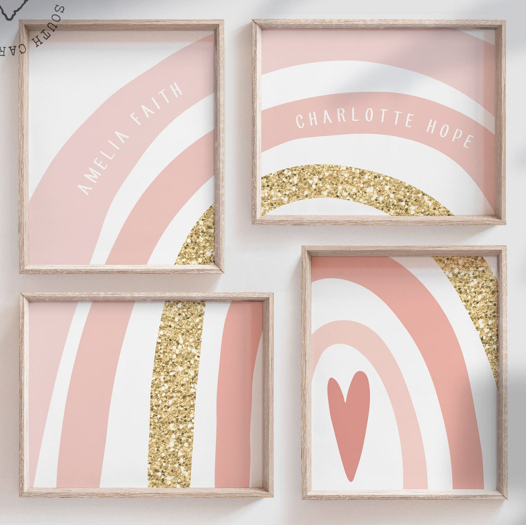 Pink gold sisters room art, wall art for twin girls, personalized names girl sign sisters, pink gold sister art, pink gold sister wall decor