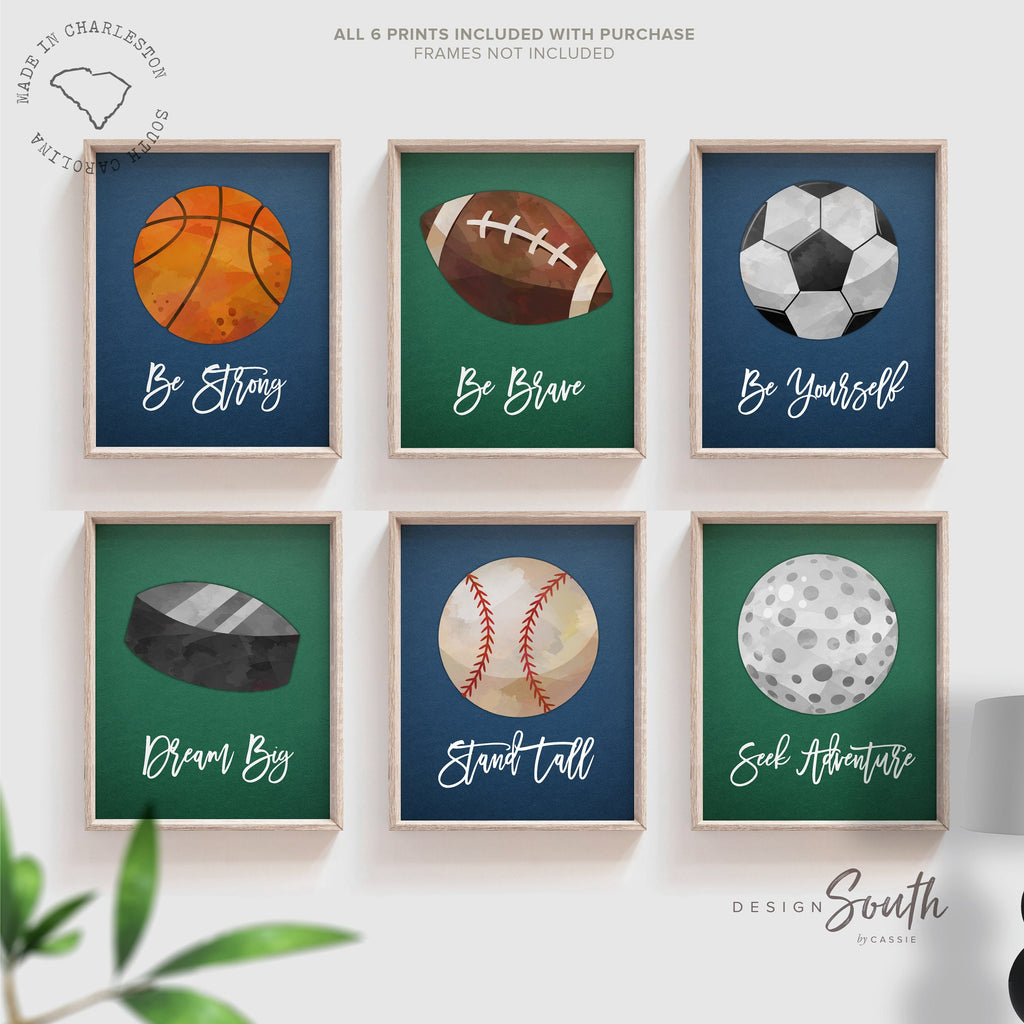 Sports wall art decor for boys nursery bedroom playroom, sports posters art prints home decor walls, sports themed big boy room wall ideas