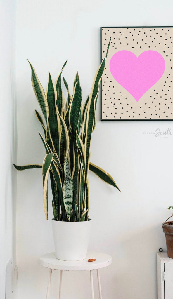 Girls pink retro bedroom playroom or nursery art, rainbow heart crown love play read decor, decor for girls room, hot pink wall decor girls