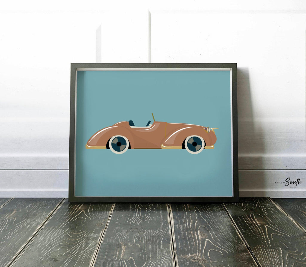 Car nursery decor, retro kids car decor, big boy bedroom vintage car art print set, boy bedroom ideas, playroom boy wall, car nursery gift