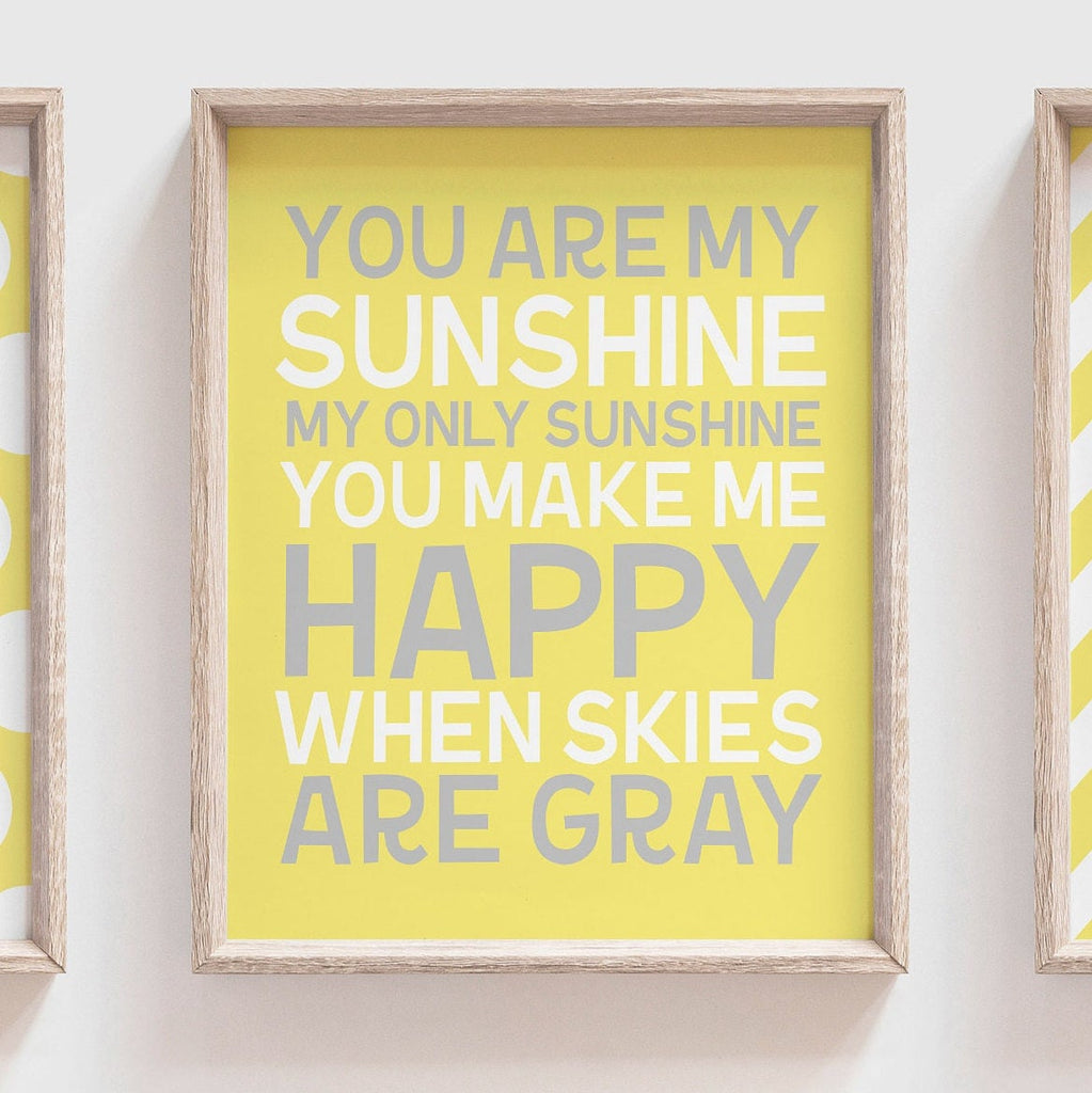 Unisex nursery decor, elephant nursery, yellow and gray nursery decor, gender neutral nursery decor, yellow elephants, you are my sunshine