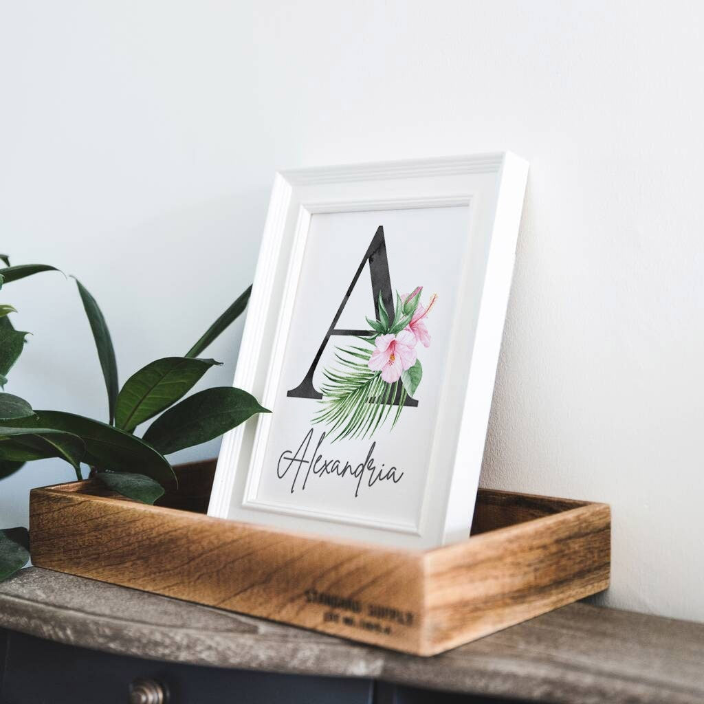 Girl nursery decor, palm leaf tropical theme nursery art, jungle theme botanical baby girl wall, coastal nursery decor, pink tropical decor