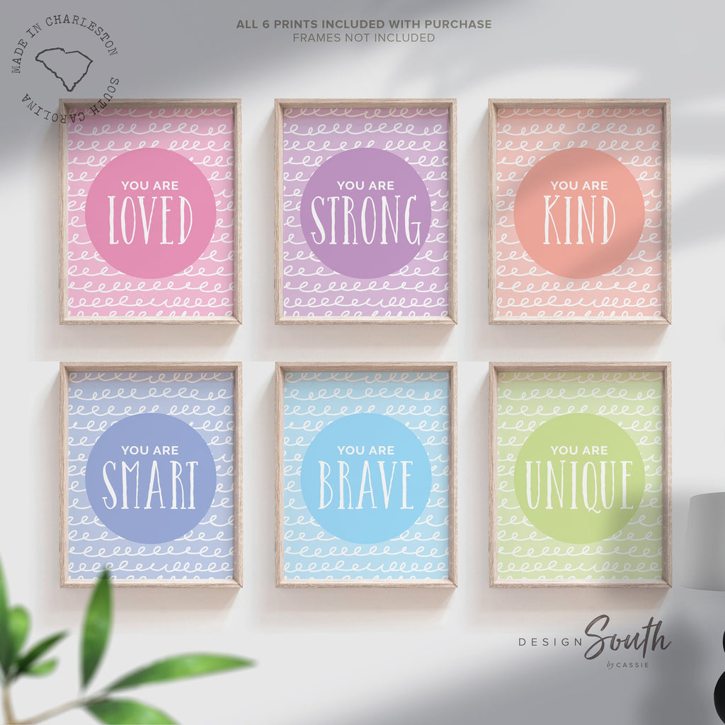 Little girl bedroom art, girls room prints, inspirational girl wall art pastel, girl playroom ideas, girls room artwork, set of 6 wall art