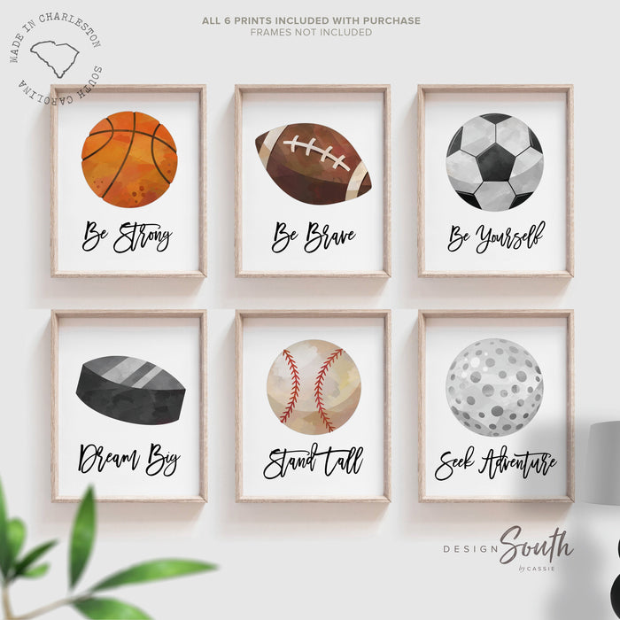 Sports boys room wall art, toddler inspirational wall art set, sport wall decor, sports kids wall art, sports decorations for boys modern