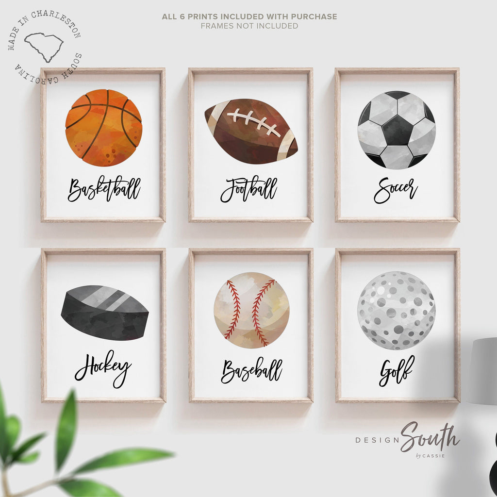 Sports nursery wall decor, sports theme baby shower gift, sports bedroom art little boys bedroom playroom nursery, sports collection photos