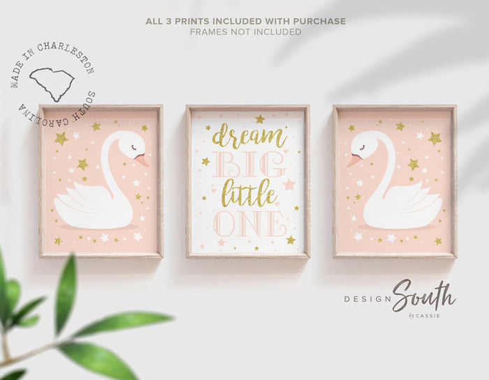 Swan nursery decor, swan nursery wall art, swan decor, swan nursery, baby girl nursery swans, baby girl nursery pink & gold, pink gold decor