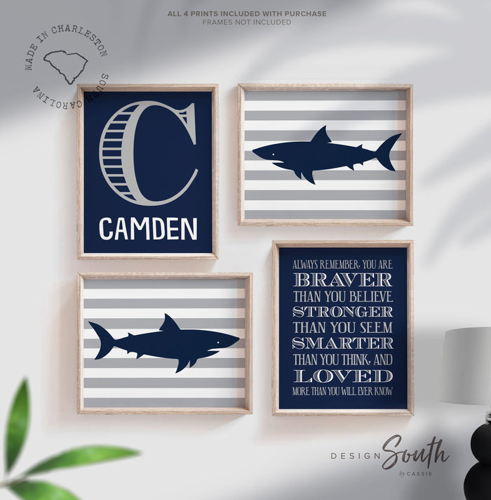 Shark nursery art, shark nursery decor, baby boy shark wall art, baby boy sharks, shark bedroom art, shark wall art, shark nursery theme