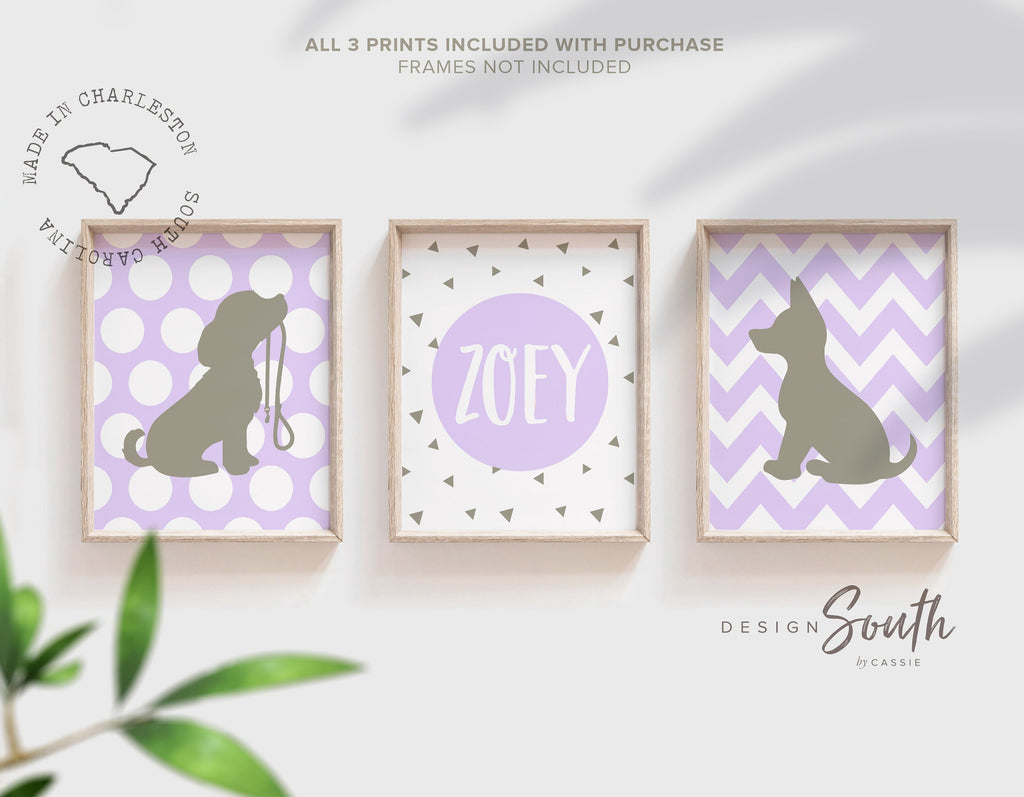 Baby girl nursery puppy dog theme decor, girl personalized puppy nursery decor, girl puppy gift, puppy dog baby shower, puppy birthday gift