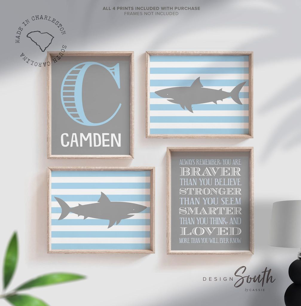 Boys shark art, boys shark decor, boys baby blue shark art, boys blue shark nursery, blue shark nursery, shark nursery, shark nursery art