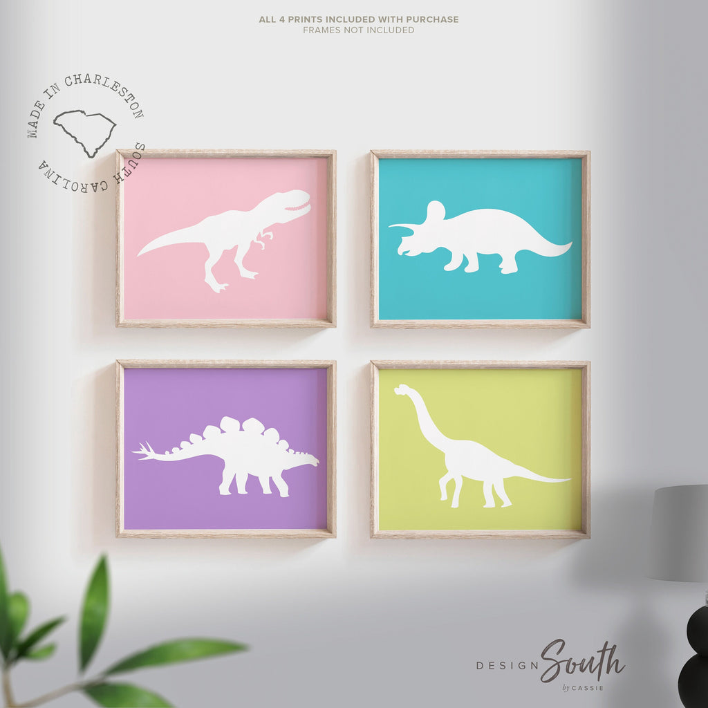 Baby girl dinosaur wall art, girls dinosaur nursery, wall decor for girls dinosaur theme, baby art dinosaurs, baby decor dinosaurs, girl art