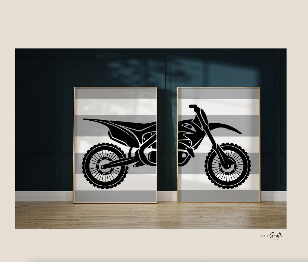 Dirt bike room decorating ideas, customized name motocross dirt bike wall art boys room, dirt bike theme bedroom playroom nursery, boys gift