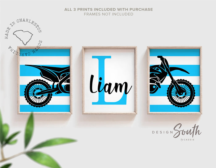 Motocross Nursery Art Prints: Personalized Sport Bike Decor