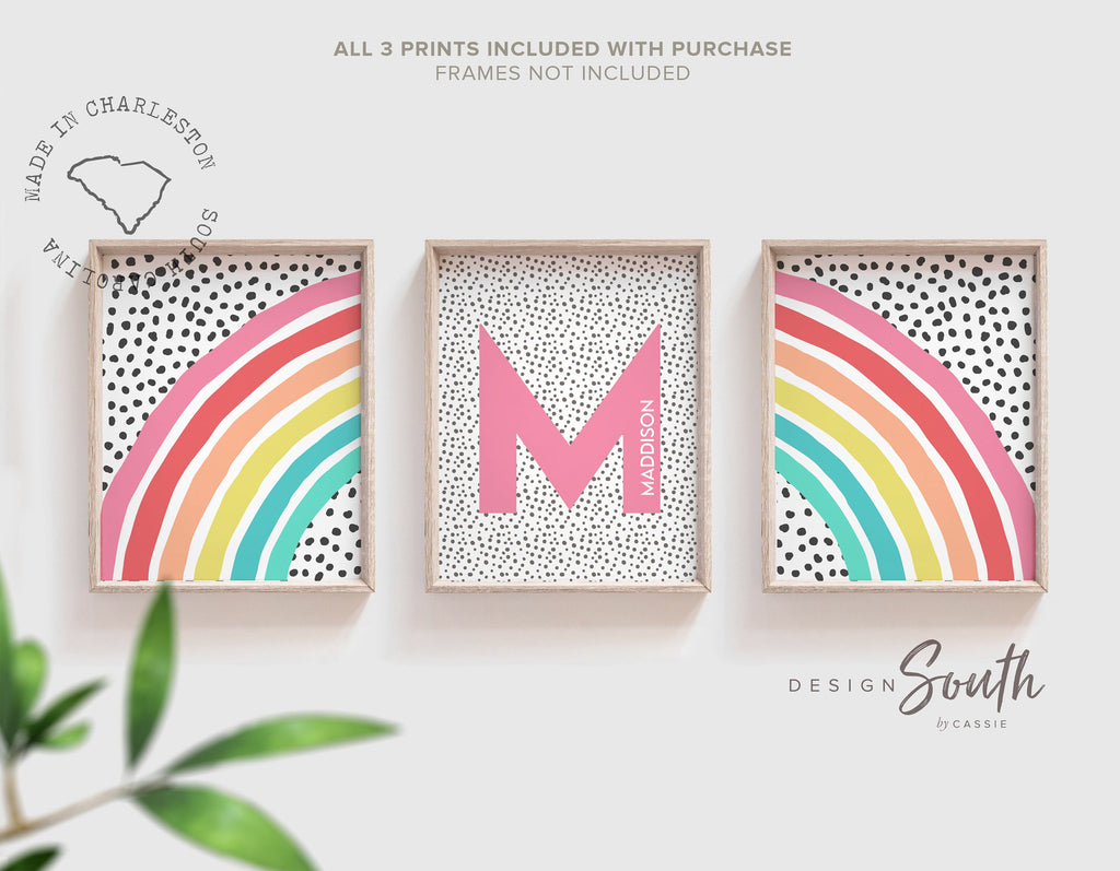 Pink and orange girl nursery, pink orange girl bedroom, girl&#39;s room ideas, hot pink toddler room, wall art for girls hot pink rainbow decor