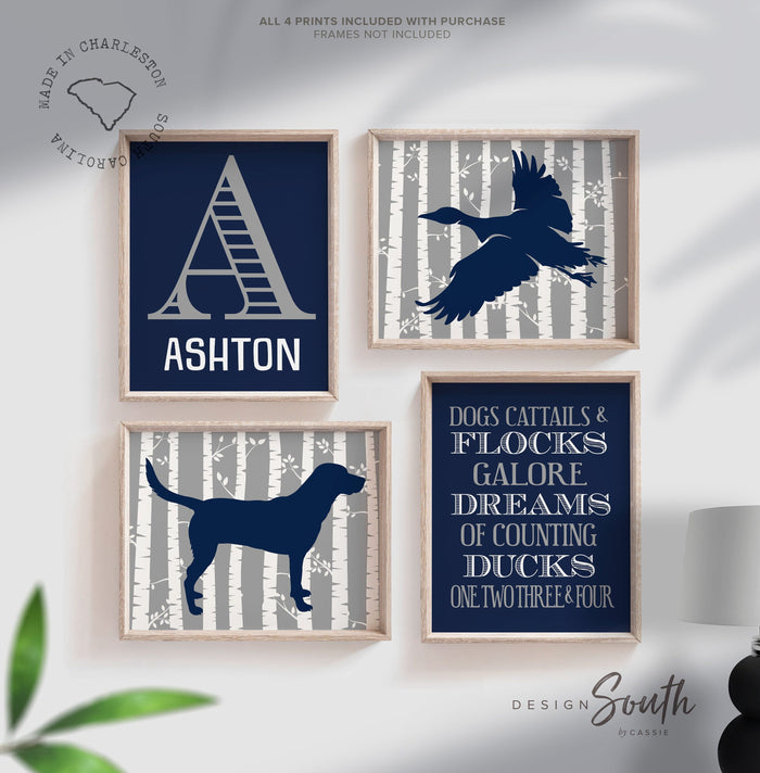 Duck & Dog Hunting Nursery Art — Retriever Prints, Set of 4