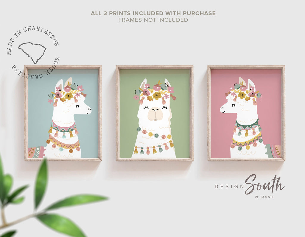 Neutral nursery soft boho colors baby room, elegant neutral girls wall art, modern boho baby decor llamas, nursery alpaca llama theme child