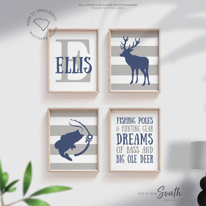 Deer bass kids decor, eight point buck deer nursery decor, bass fishing nursery decor, boys wall art hunting quote, boys bedroom deer fish