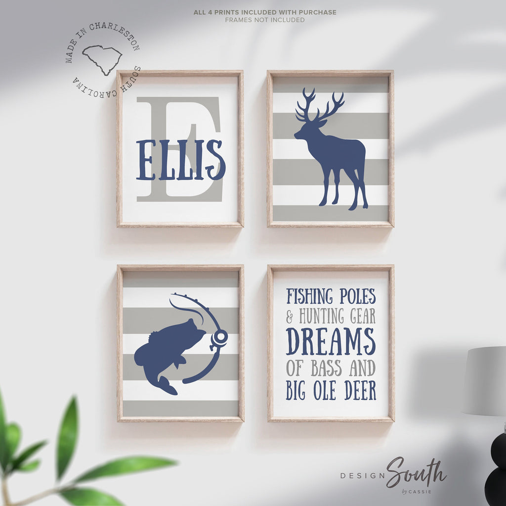 Deer bass kids decor, eight point buck deer nursery decor, bass fishing nursery decor, boys wall art hunting quote, boys bedroom deer fish