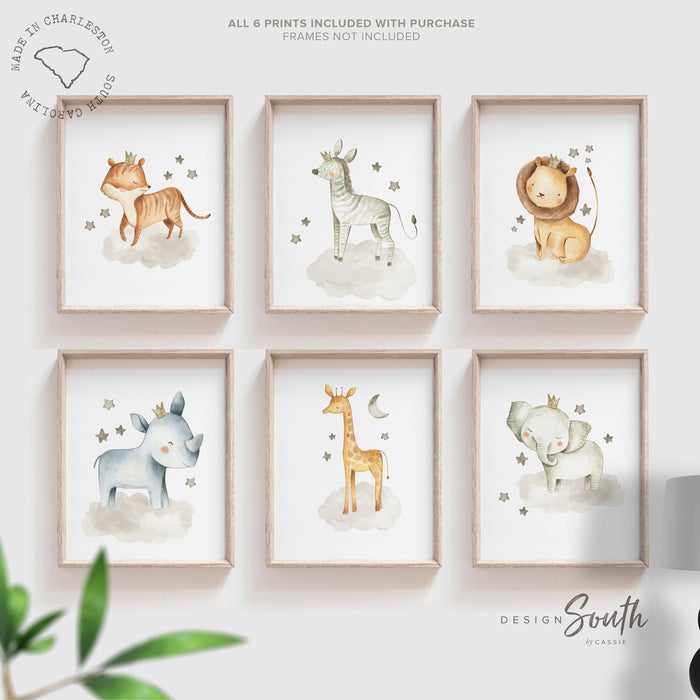 Sweet baby animal nursery art, poster print set baby animals, animal wall art gender neutral colors, animal baby room, safari themed nursery