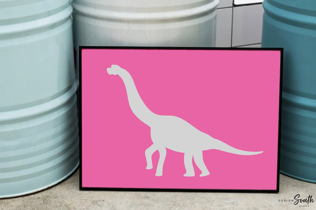 Pink purple teal turquoise lime green dinosaur collection, art prints for girls bright colorful dinosaurs, girly modern bright dinosaur art