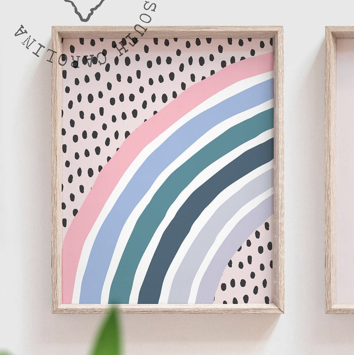 Girls nursery decor, rainbow nursery decor, pink and navy nursery, monogram decor for girls, rainbow theme nursery, girls rainbow decor pink