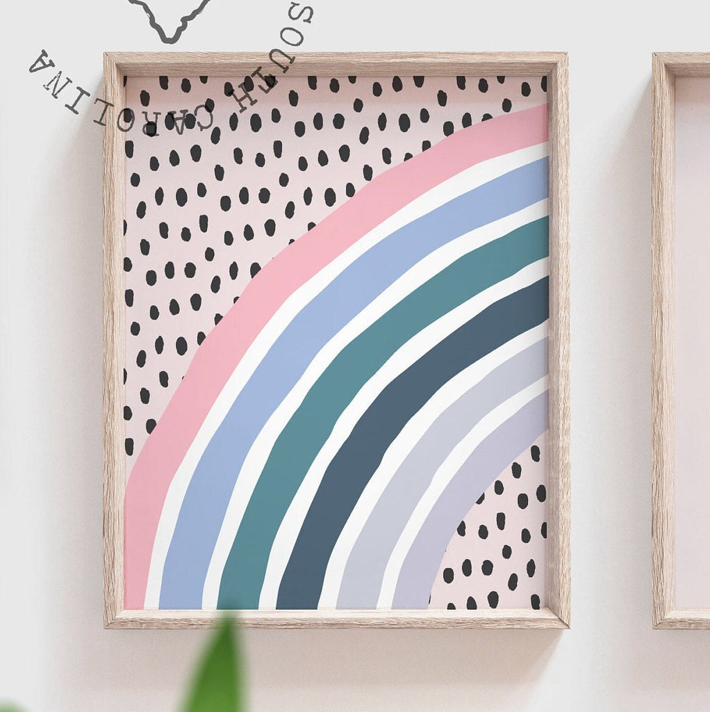 Girls nursery decor, rainbow nursery decor, pink and navy nursery, monogram decor for girls, rainbow theme nursery, girls rainbow decor pink