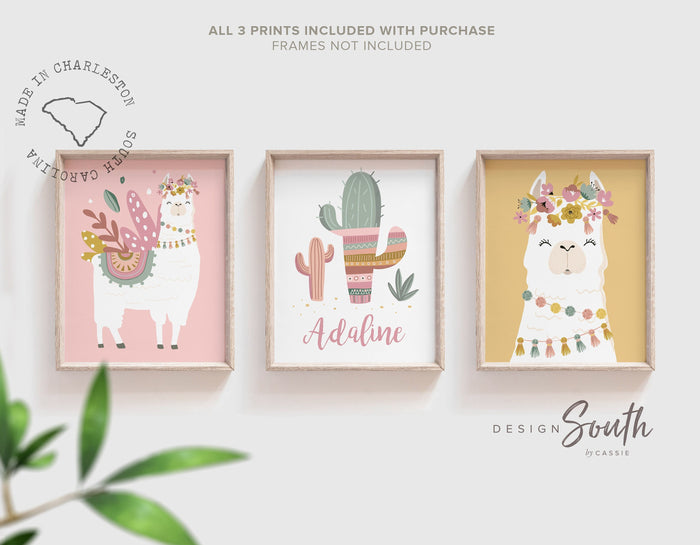 Neutral nursery soft boho colors baby room, elegant neutral girl's wall art, modern boho baby decor llamas, nursery alpaca llama theme child