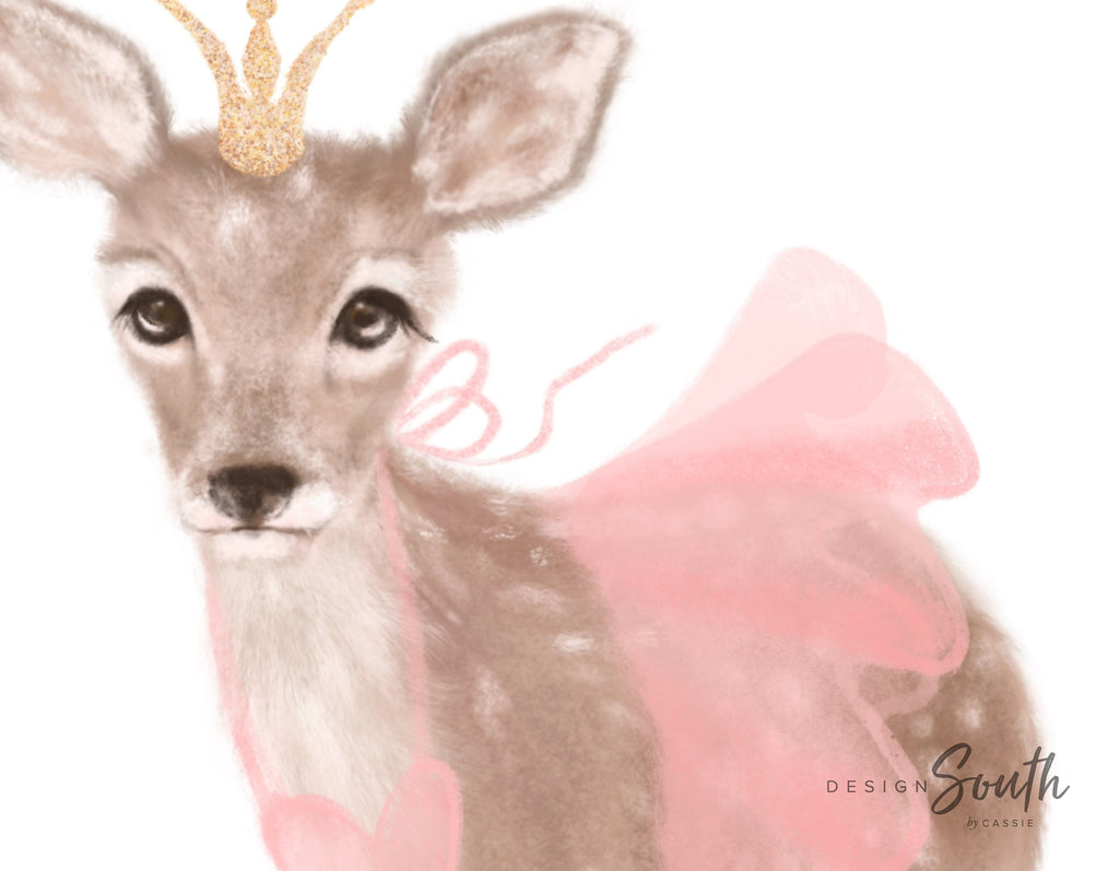 A is for name print personalized, fawn deer baby art, baby girl monogram baby deer, newborn baby gifts, dance tutu ballerina art, pink deer