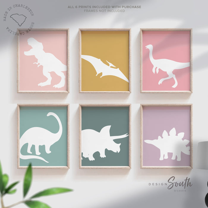 Little girl room dinosaurs, girl dinosaur art, pink teal purple dinosaurs, decor toddler wall girl pink dinosaurs, girl's art print dinosaur