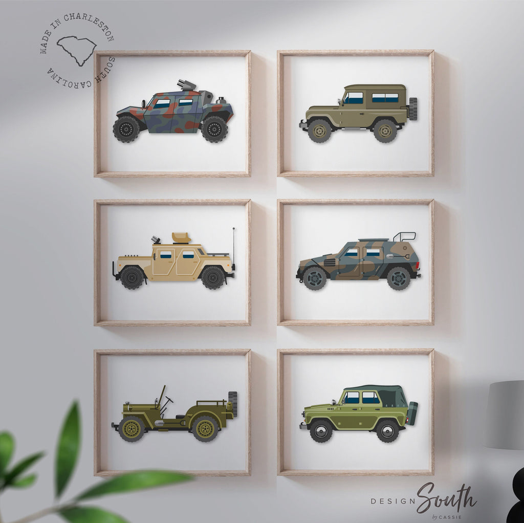 Military baby vehicle wall art, military baby gift, army truck vehicles child kid decor, baby boy army nursery, kids room army veteran decor