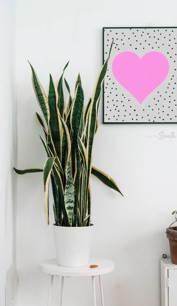 Girls pink retro bedroom playroom or nursery art, rainbow heart crown love play read decor, decor for girls room, neon pink wall decor girls