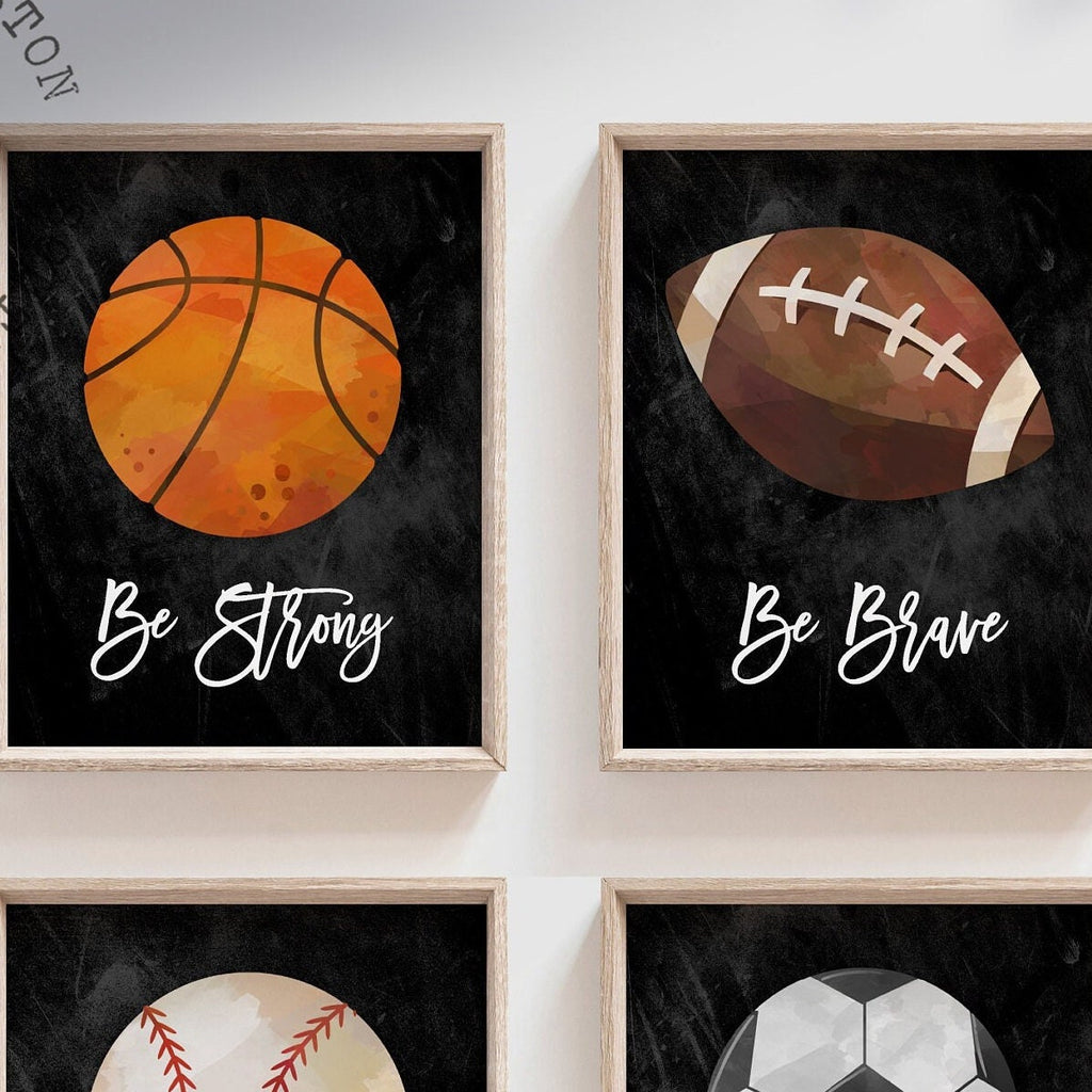 Inspirational sports wall art, sports themed boys wall art, sports collection decor, sports toddler bedroom, sports theme wall poster prints
