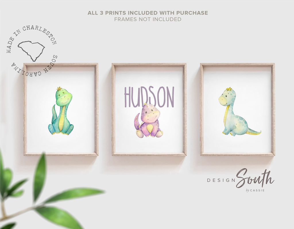 Personalized baby boy dinosaur, dinosaur nursery art, baby boy dinosaur themed, boys name sign dinosaur themed, wall art boys room dinosaurs