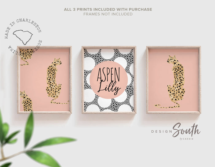 Cheetah nursery print, nursery animals print, nursery wall art, safari animal prints, cheetah print, poster print pink cheetah little girl