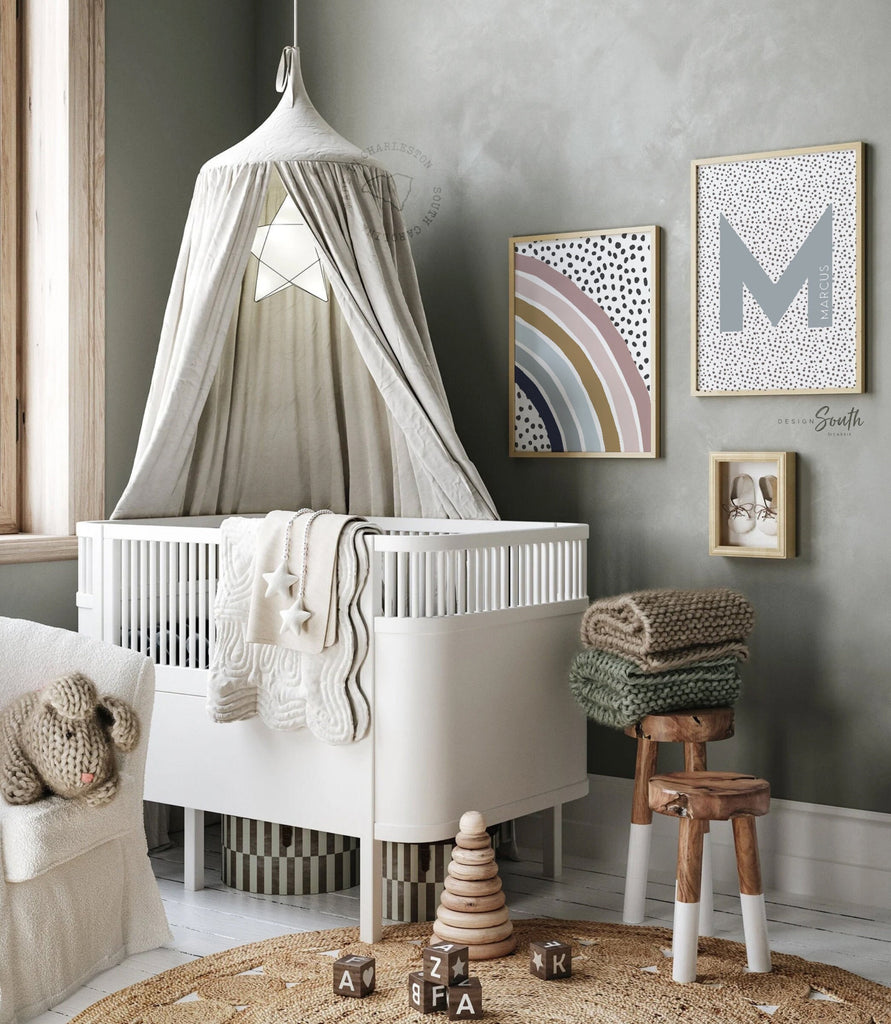 Neutral baby shower gift personalized, boho rainbow, rainbow theme, rainbow wall decor, rainbow nursery decor, mauve nursery gender neutral