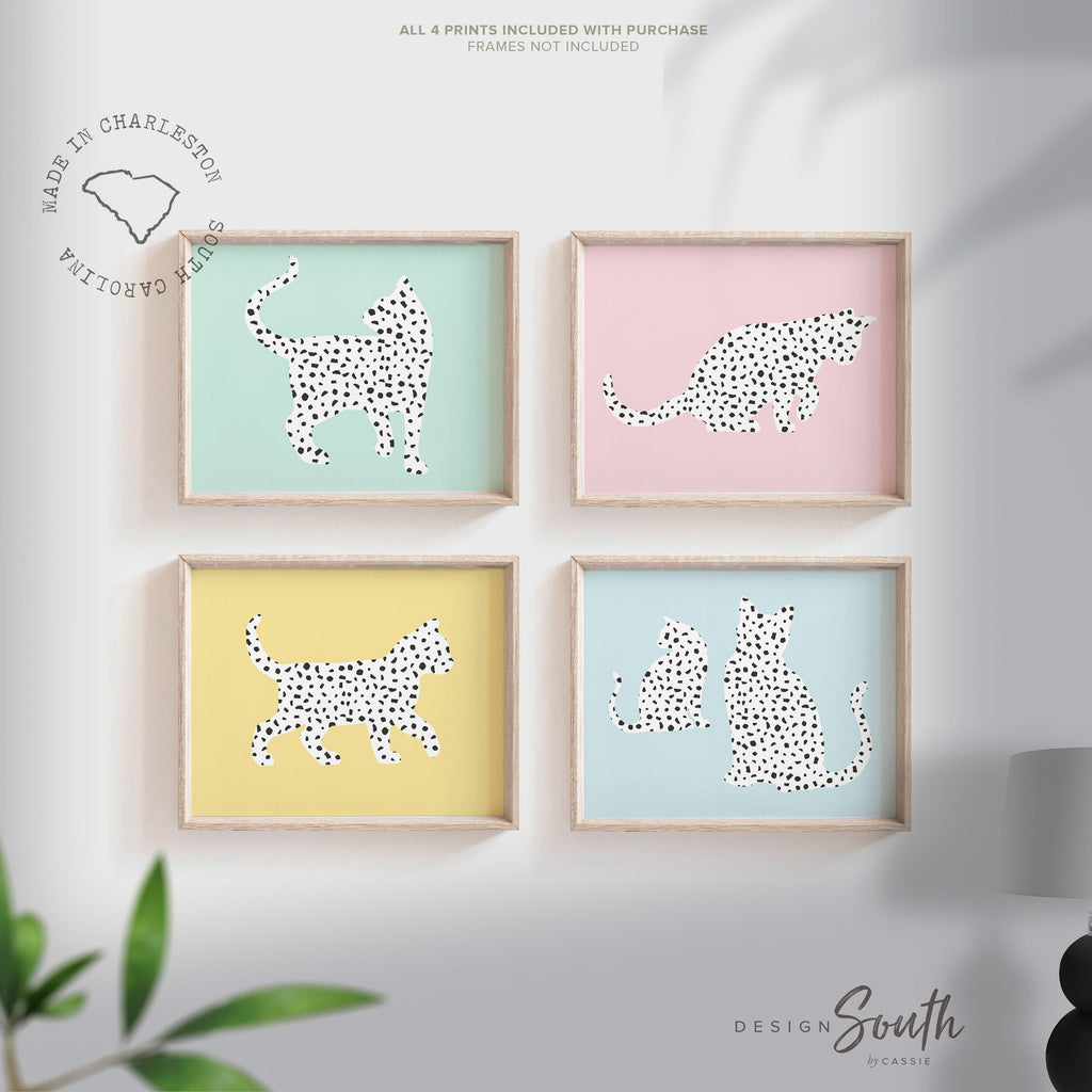 Kitten art, kitten wall decor, kitty cat girl bedroom, cat theme nursery, pastel kitten art, gift for little girl kitten cats kitties prints