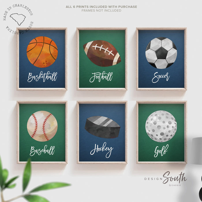 Sports wall art decor for boy's nursery bedroom playroom, sports posters art prints home decor walls, sports themed big boy room wall ideas