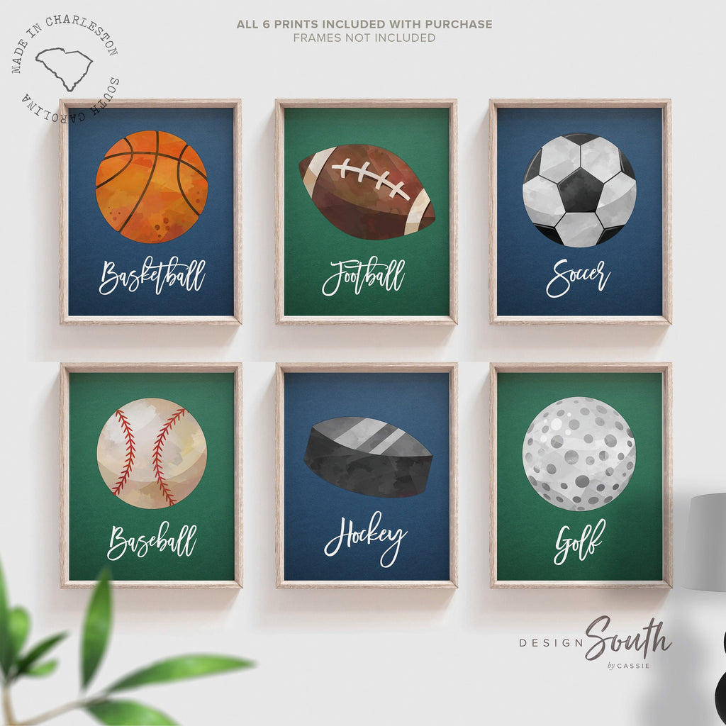 Sports wall art decor for boys nursery bedroom playroom, sports posters art prints home decor walls, sports themed big boy room wall ideas