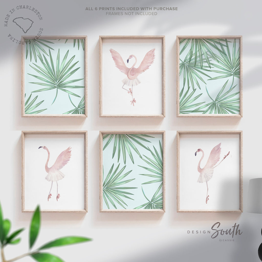 Ballet nursery set 6 prints, blush dance nursery decor, ballerina dance nursery, flamingo nursery decor, blush pink dancer art, pink ballet