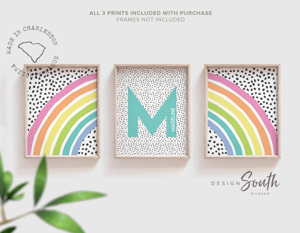 Pastel rainbow art print featuring a personalized name design, perfect for a little girl&#39;s room or baby nursery. This soft and colorful decor adds a whimsical and cheerful touch to any pastel rainbow-themed space. Ideal for baby showers, birthdays, or new arrivals, the gentle rainbow tones create a calming and joyful atmosphere. A sweet and thoughtful accent for a nursery or child’s bedroom with a pastel rainbow decor theme.
