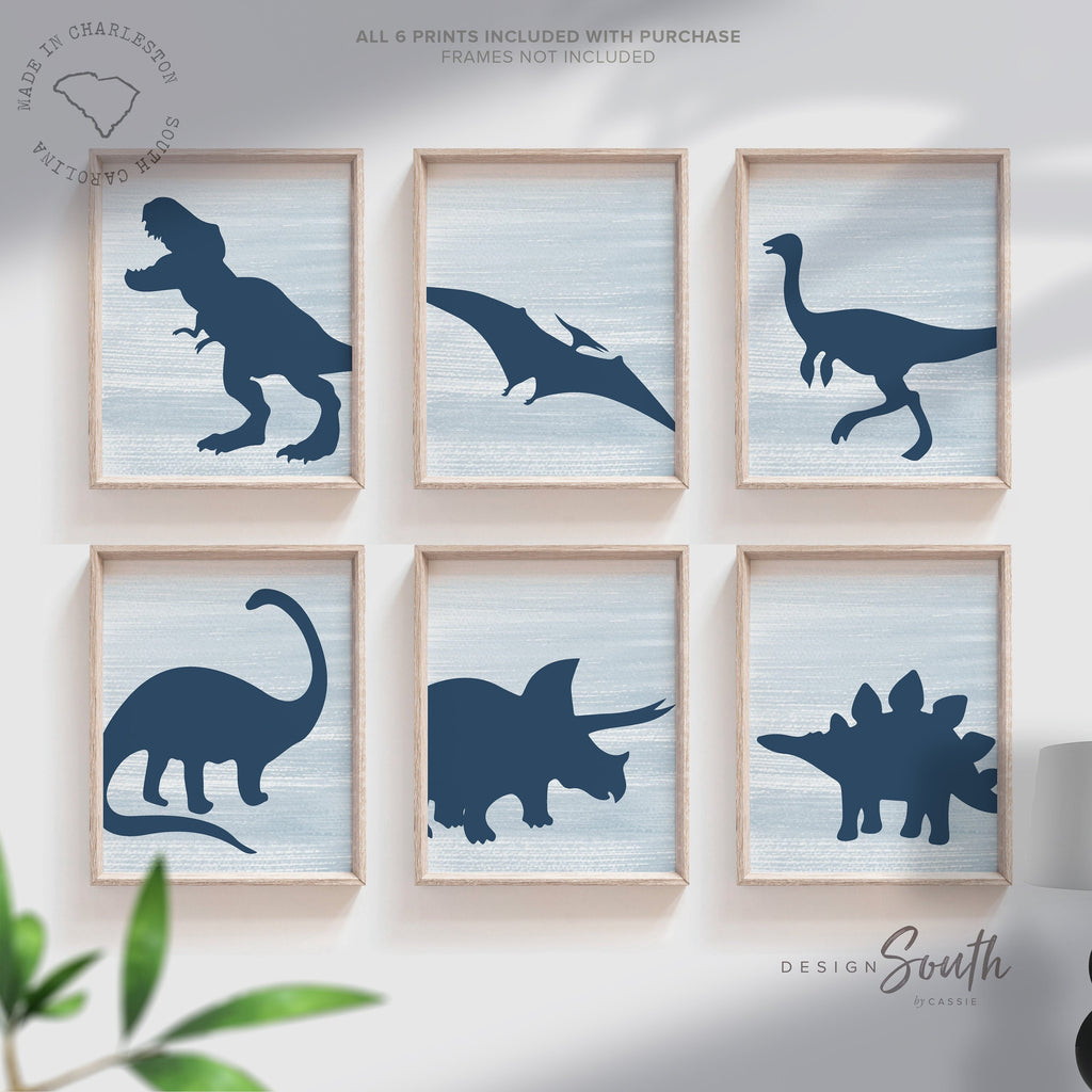 Boys dinosaur bedroom wall art, dino decor for boys, boys dinosaur theme, dino prints, baby boy dinosaurs, navy blue dinosaur nursery art