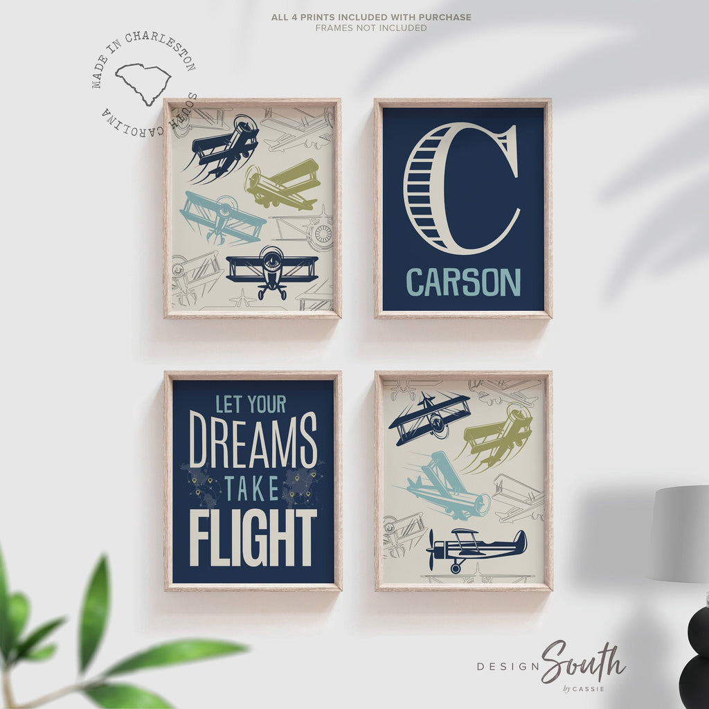 Travel aviation theme, kid airplane art, airplane boy gift, aviation theme, boys airplane wall art prints, airplane nursery art, blue green