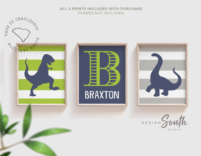 Green dinosaur toddler room, bedroom wall art kids, dinosaur decor for boys, dinosaur theme posters personalized, birthday boy gift dinosaur