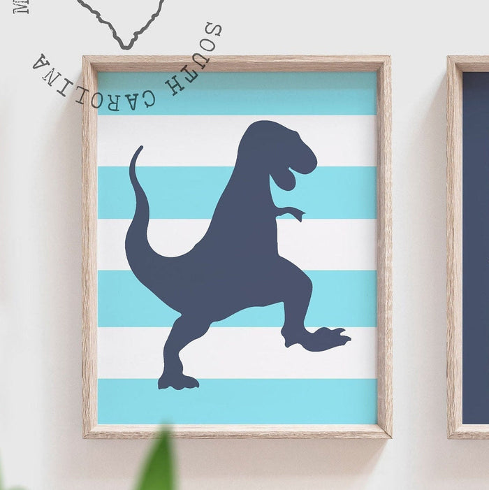 Dinosaur bathroom art, dinosaur bathroom decor, baby dinosaur art, boys dinosaur wall art, orange and blue dinosaurs, bathroom dinosaur art