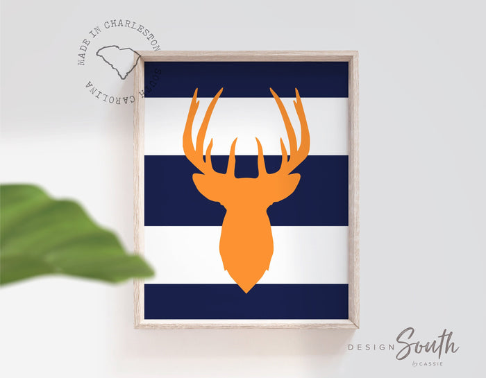 Deer nursery decor, boys nursery decor, orange deer nursery, deer baby decor, eight point buck, deer art for boys room, deer theme, hunting