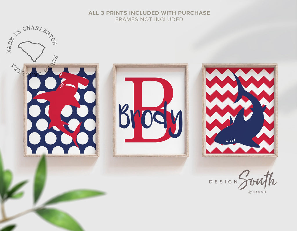 Shark red, shark wall art, shark decor, shark art room decor, shark nursery art, boys shark bedroom, bedroom sharks theme, boys shark decor