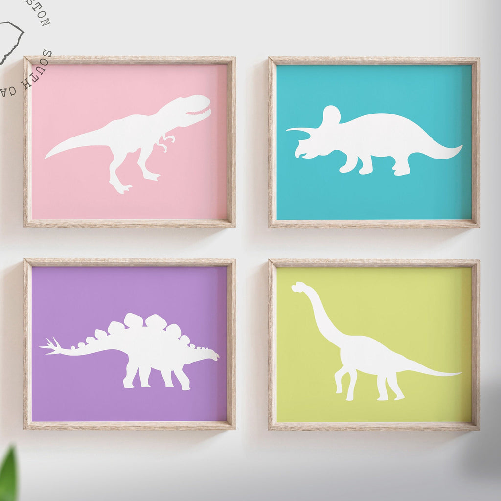 Baby girl dinosaur wall art, girls dinosaur nursery, wall decor for girls dinosaur theme, baby art dinosaurs, baby decor dinosaurs, girl art