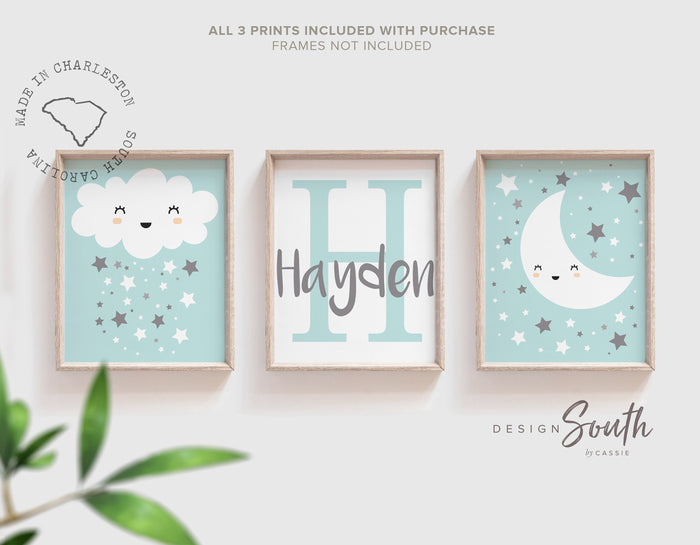 Gender neutral nursery, unisex nursery, aqua gray white, unisex nursery baby name, modern nursery, baby art, nursery art, nursery decor gray