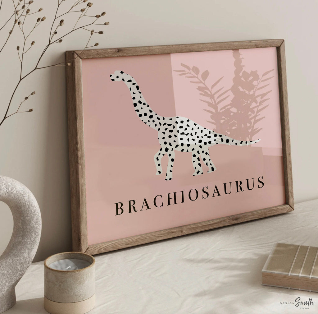 Pink baby girl cute dinosaur nursery, girls bedroom dinosaur wall decor, gift for girl dinosaur theme, little girl bedroom dinosaur theme