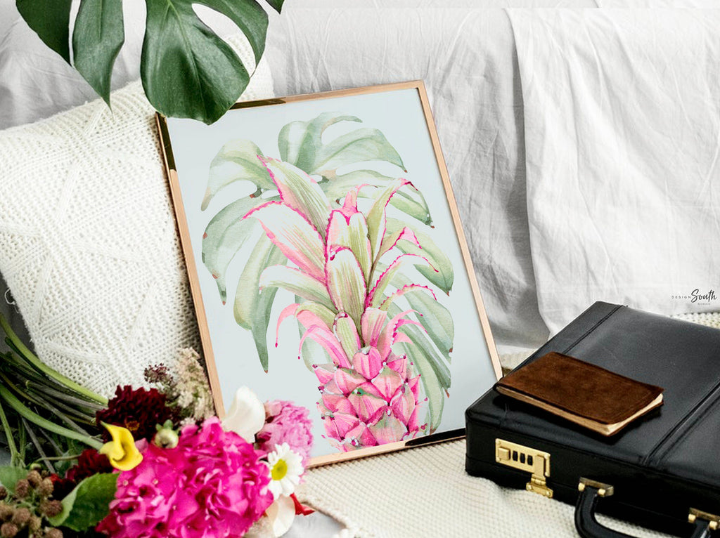 Be who God created you to be and you will set the world on fire St. Catherine of Siena quote art print, flamingo pineapple, tropical nursery