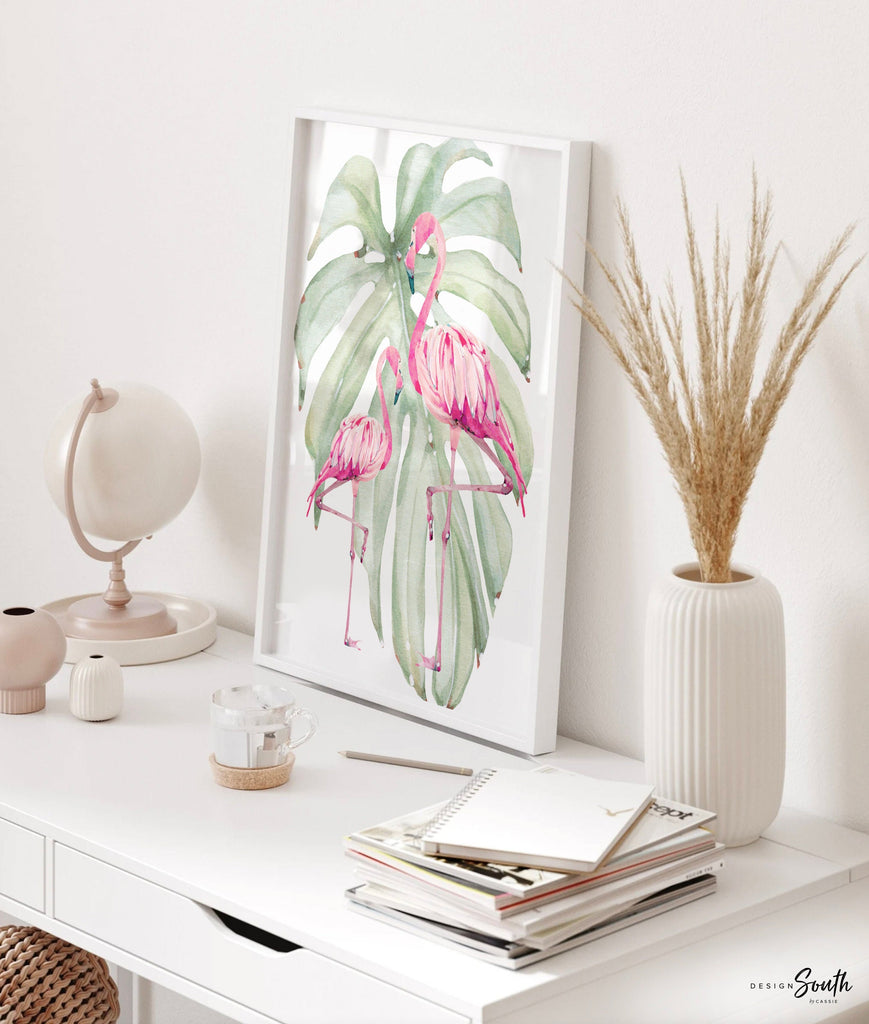 Be who God created you to be and you will set the world on fire St. Catherine of Siena quote art print, flamingo pineapple, tropical nursery